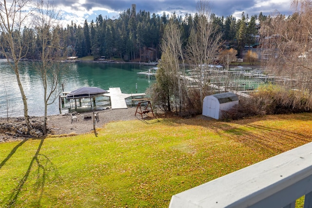 water view with a boat dock