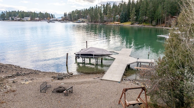 dock area featuring a water view