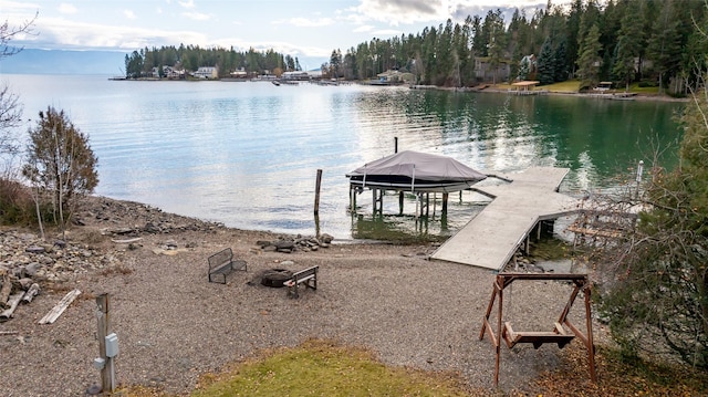 view of dock featuring a water view