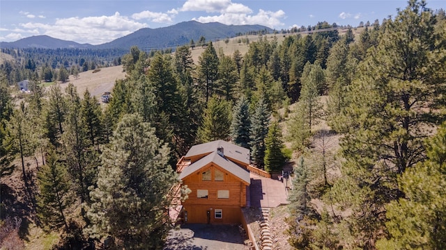 aerial view featuring a mountain view