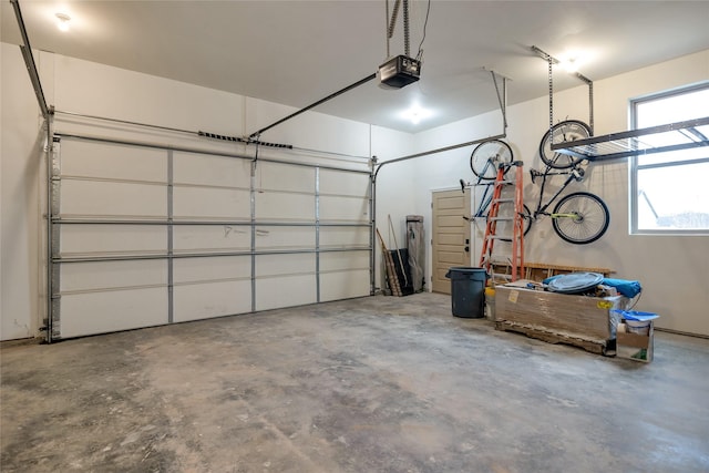 garage with a garage door opener