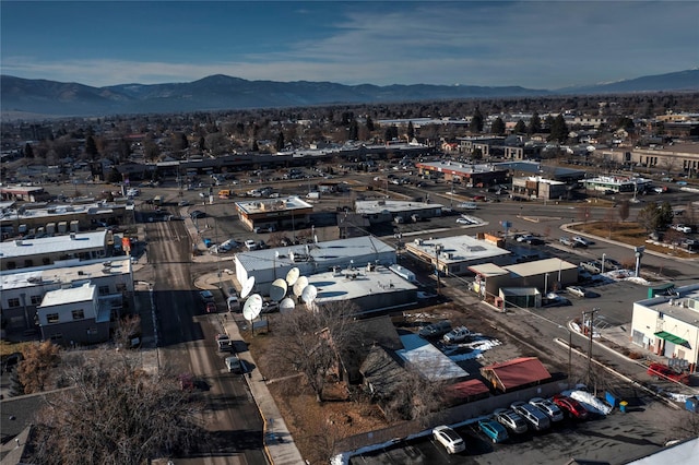 birds eye view of property featuring a mountain view