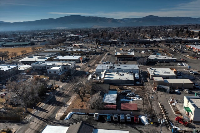 bird's eye view with a mountain view