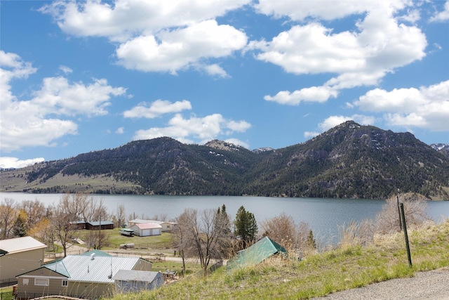 view of water feature with a mountain view