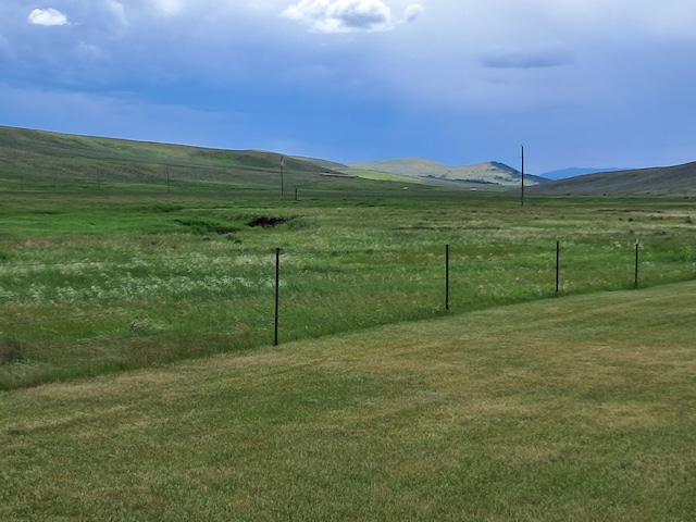 view of yard featuring a mountain view and a rural view