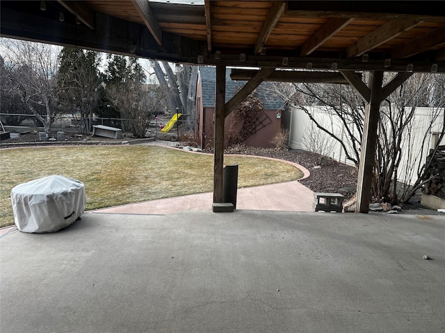 view of patio with a fenced backyard