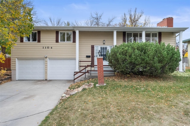 bi-level home featuring a garage