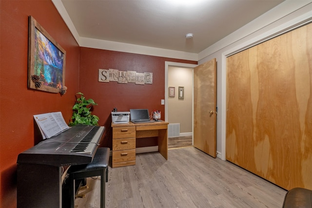 office featuring light wood-type flooring