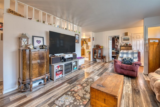 living room with hardwood / wood-style floors