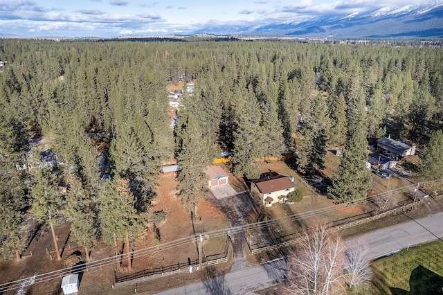 birds eye view of property featuring a mountain view