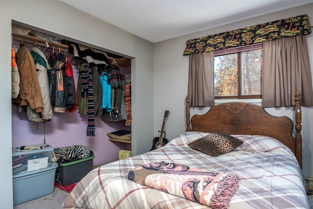 bedroom featuring a closet and carpet floors