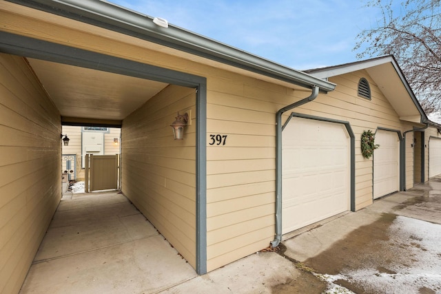 view of garage