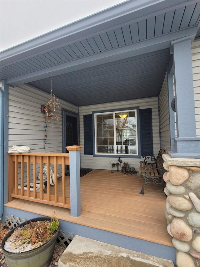 wooden deck with covered porch