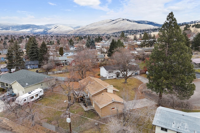 drone / aerial view with a mountain view