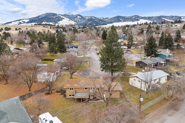 aerial view featuring a mountain view