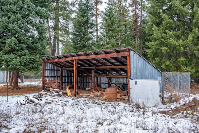 view of snow covered structure