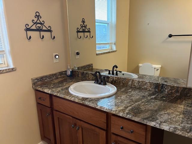 bathroom with vanity and toilet