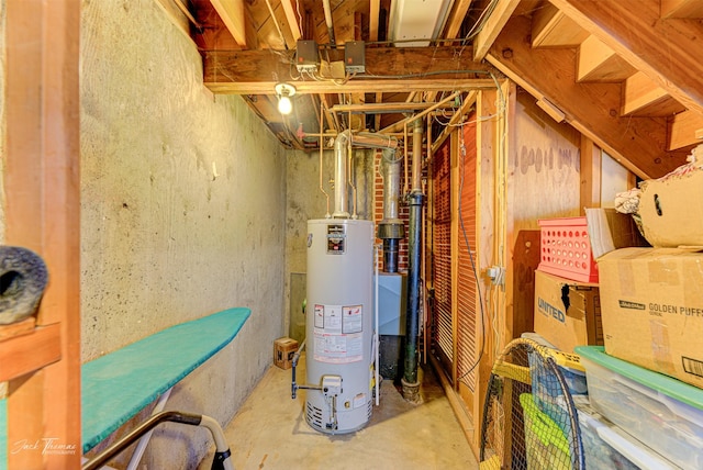 unfinished below grade area with gas water heater