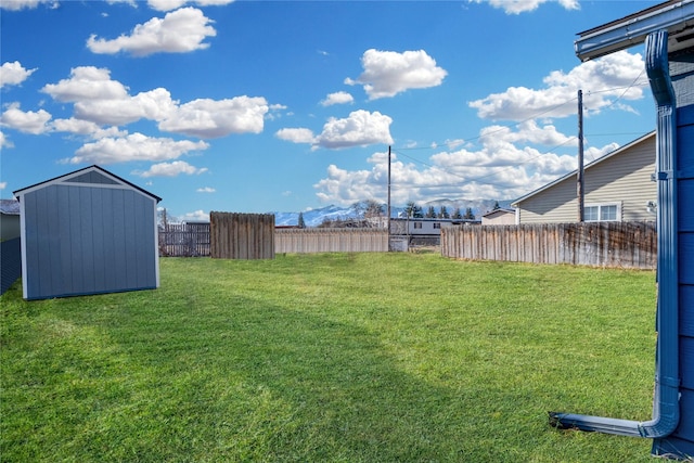 view of yard with a storage unit