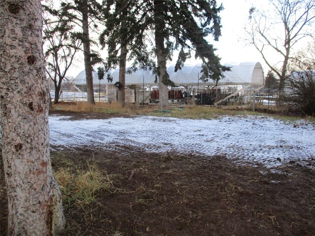 view of yard layered in snow