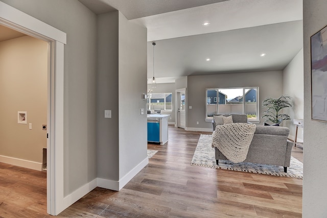 living room with hardwood / wood-style floors