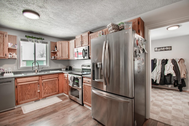 kitchen featuring sink, stainless steel appliances, and light hardwood / wood-style flooring