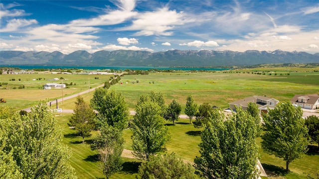 bird's eye view with a mountain view and a rural view