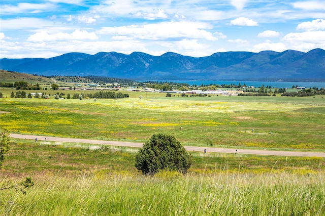 view of mountain feature with a rural view