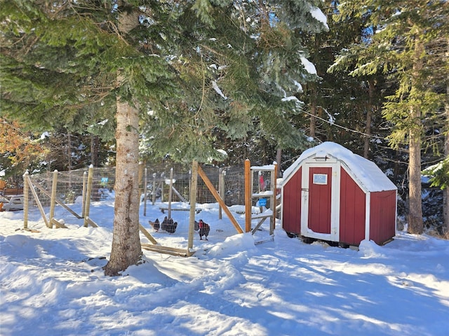 view of snow covered structure