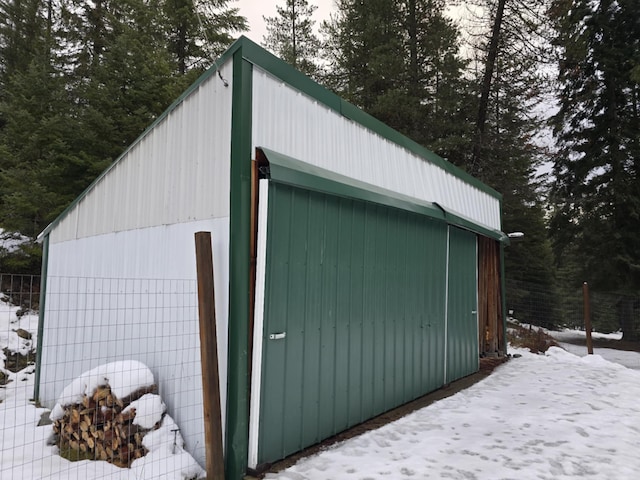 view of snow covered structure