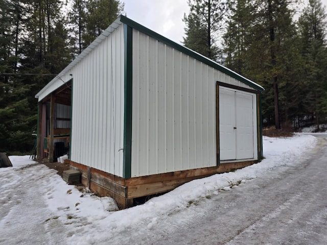 view of snow covered structure