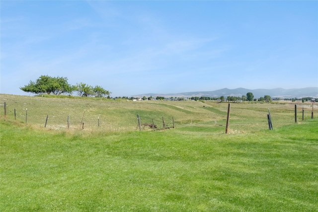 view of yard featuring a mountain view and a rural view