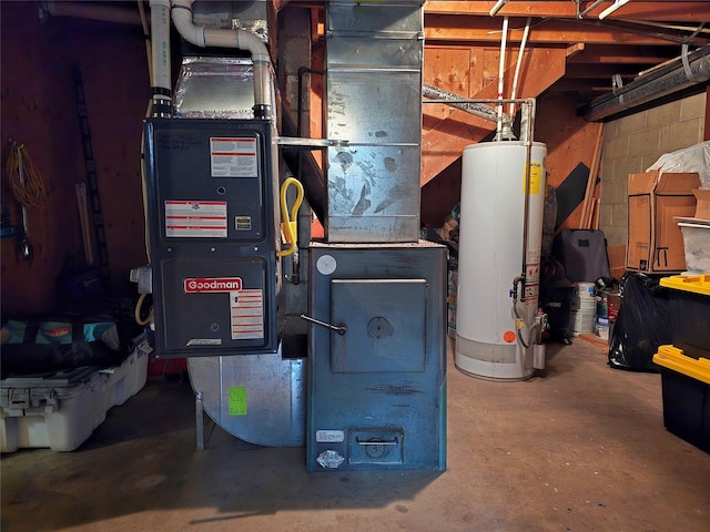 utility room featuring gas water heater