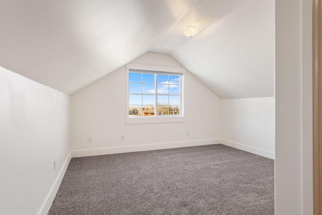 additional living space with carpet flooring and vaulted ceiling