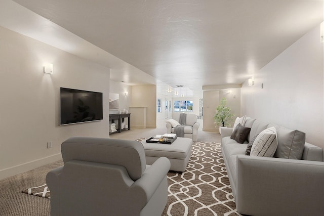 living room featuring carpet floors