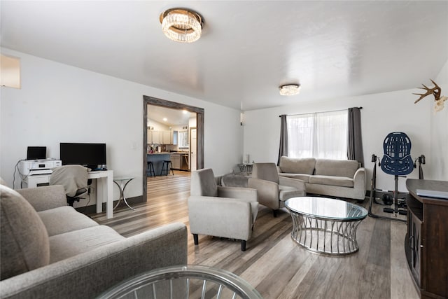 living room with light wood-type flooring