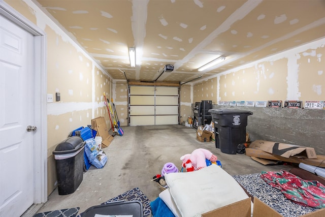 garage with a garage door opener