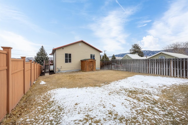 view of snow covered property