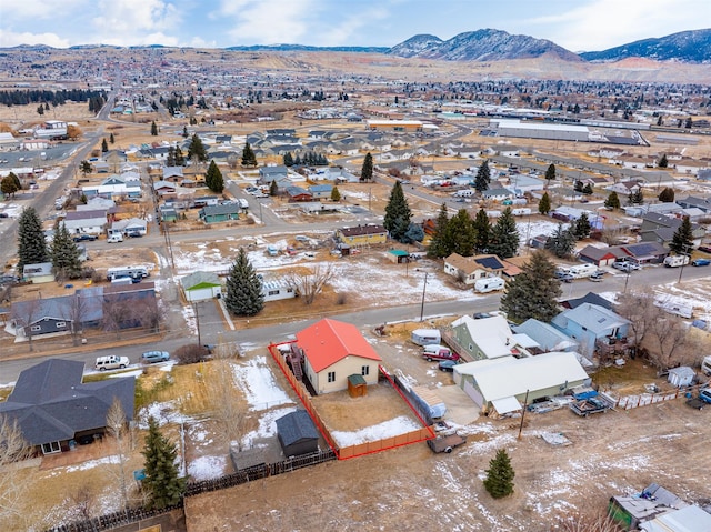 drone / aerial view with a mountain view