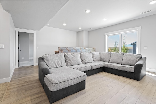 living room with light wood-type flooring