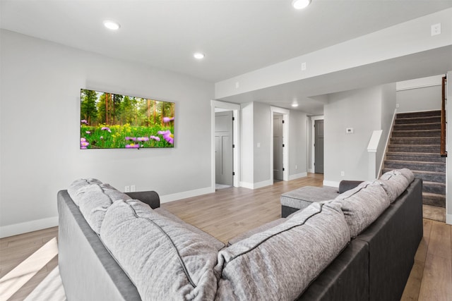 living room with light wood-type flooring