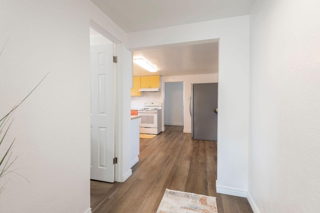 hall featuring dark hardwood / wood-style flooring