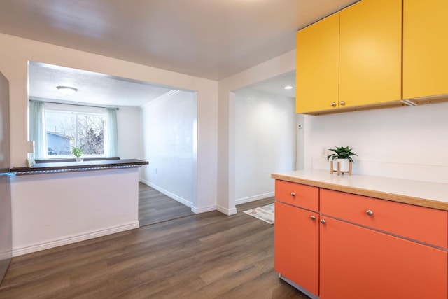 kitchen with dark wood-type flooring