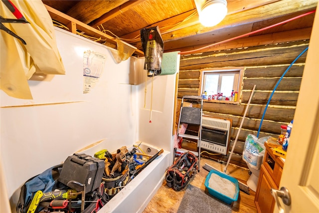 basement with heating unit