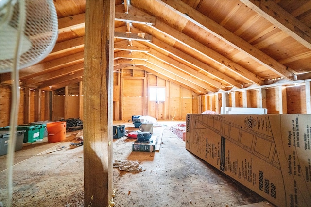 view of unfinished attic