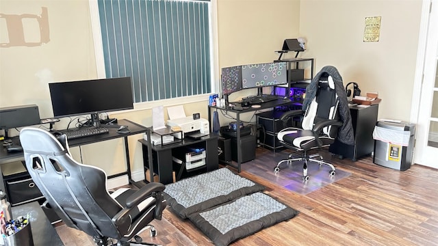 office area with hardwood / wood-style flooring