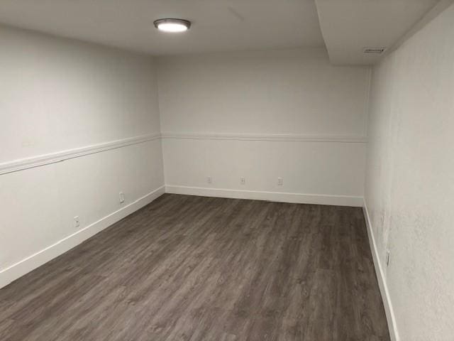 spare room with dark hardwood / wood-style floors