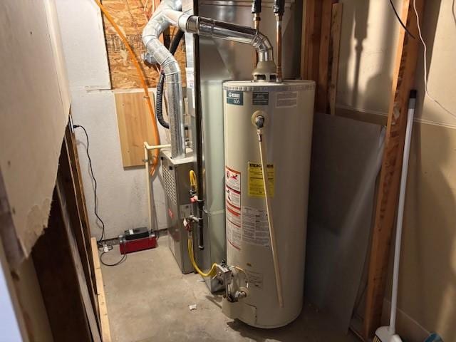 utility room with water heater