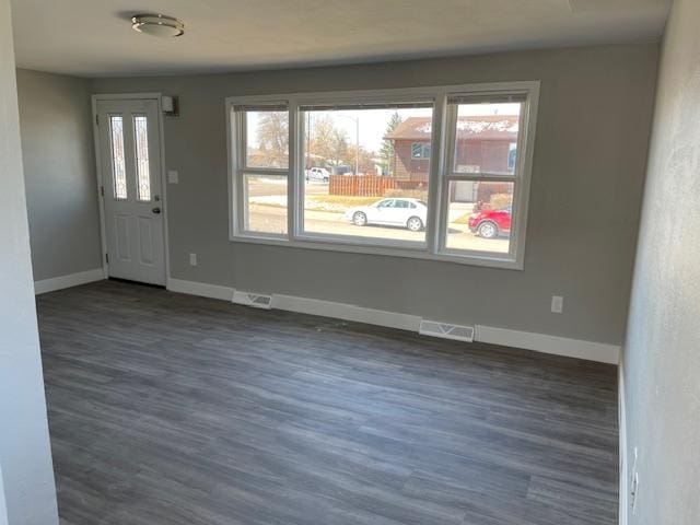 foyer entrance featuring dark hardwood / wood-style floors