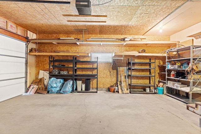 garage with a garage door opener